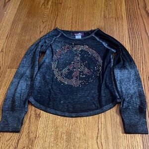 Sparkle by Stoopher Girl’s Peace Sign Grey Long Sleeve Size 8